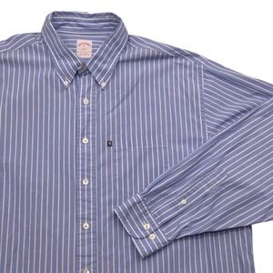 Brooks Brothers 346 Original Polo Shirt Blue White Stripe Button Down Mens XL